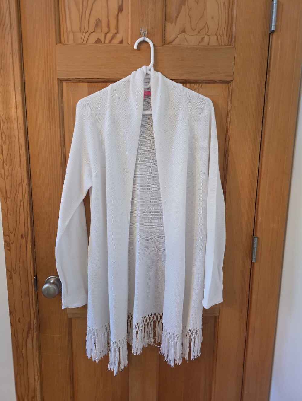 Lilly Pulitzer White Open-Front Fringe Cardigan